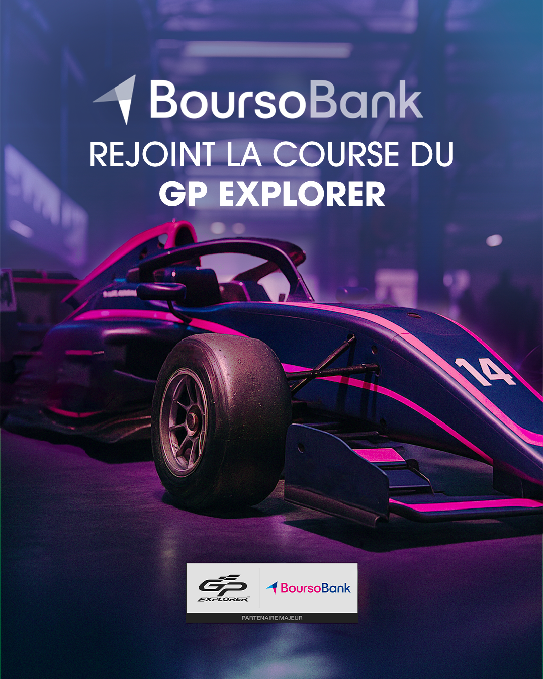 Visuel de la course du GP Explorer montrant une voiture de course