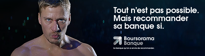 Visuel campagne publicitaire de Boursorama Banque avec Gérémy Crédeville